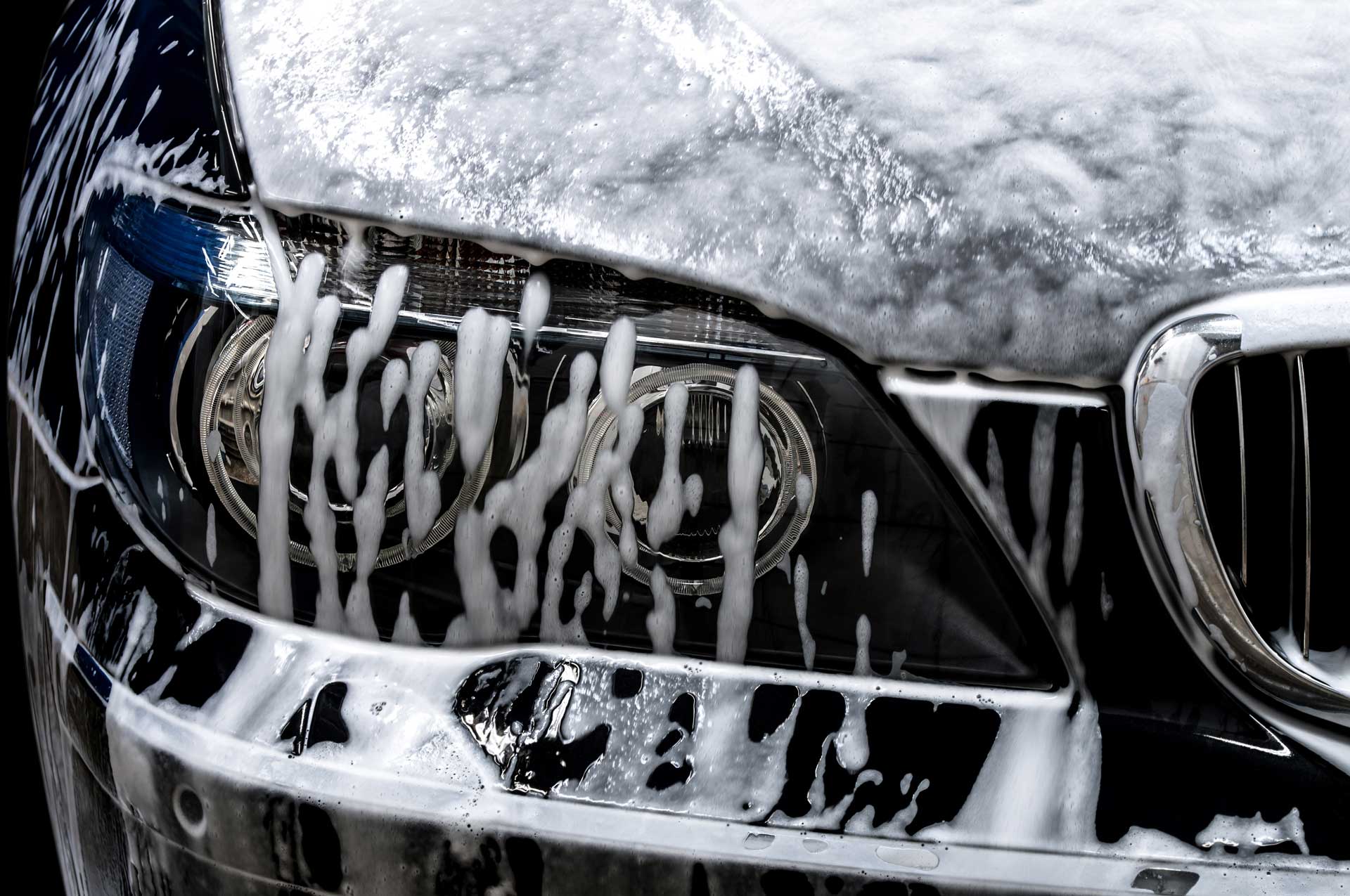 suds running off front car